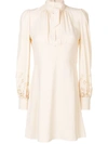 Chloé Broderie Anglaise-cuff Cady Dress In Cream