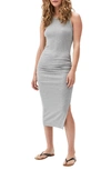 Michael Stars Wren Sleeveless Side Slit Knit Midi Dress In Heather Grey