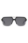 Dolce & Gabbana 58mm Polarized Square Sunglasses In Matte Black/ Grey