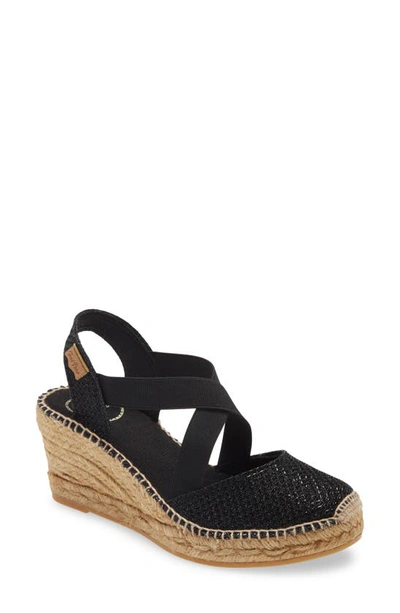 Toni Pons Saba Espadrille Wedge Sandal In Black Fabric