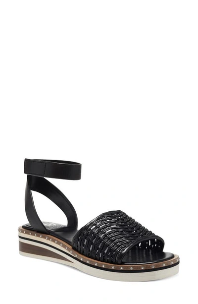 Vince Camuto Minniah Ankle Strap Wedge Sandal In Black