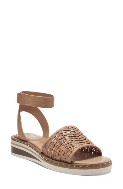 Vince Camuto Minniah Ankle Strap Wedge Sandal In Himalayan Tan