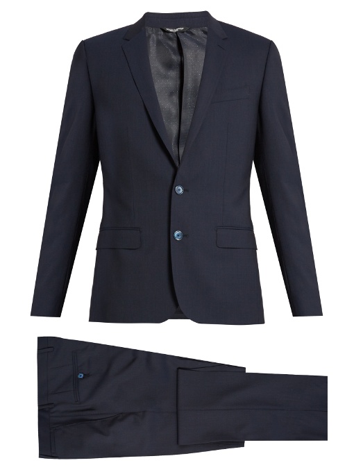 Dolce & Gabbana Martini-fit Notch-lapel Wool-blend Suit In Navy | ModeSens