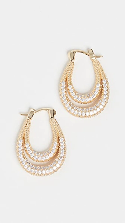 Luv Aj Pave Dolly Hoops In Gold