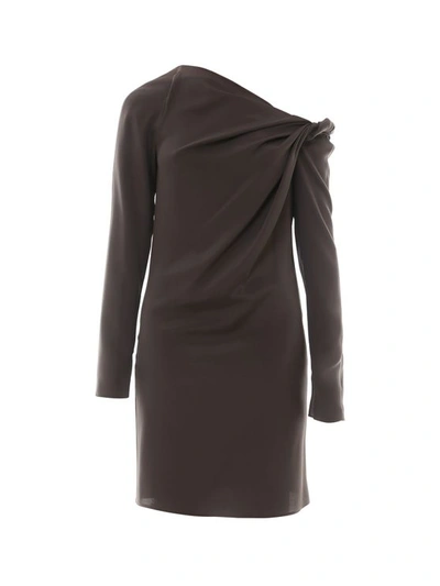 Sportmax Silk Asymmetric Dress In Dark Grey