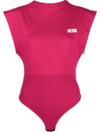 Gcds Gilda Stretch Cotton Bodysuit In Fuchsia