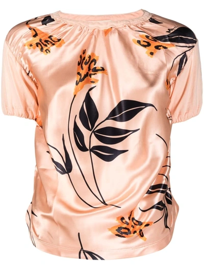Marni Floral Print Viscose And Cotton Blouse In Pink