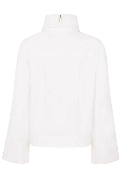 A-line High Neck All Over Stitch Top In White