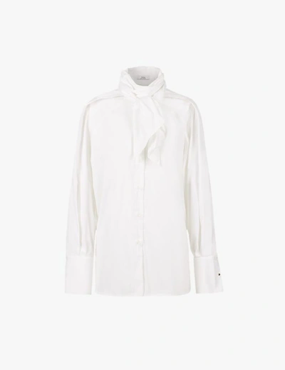 A-line Neck Tie Blouse In White