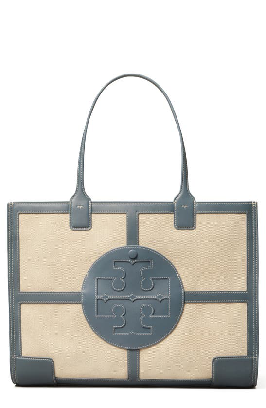 Tory Burch Ella Canvas Quadrant Tote In Natural / Brunnera ModeSens