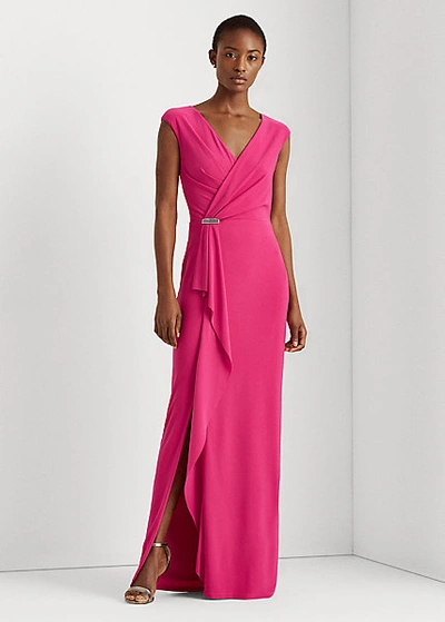 Lauren Ralph Lauren Ruffle-trim Jersey Gown In Aruba Pink
