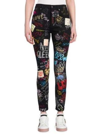 Dolce & Gabbana Graffiti Skinny Jeans - Black