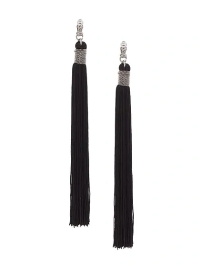 Saint Laurent Clip-on Tassel Earrings In Black