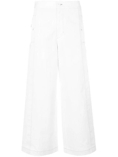 Helmut Lang Wide-legged Cropped Trousers - Neutrals