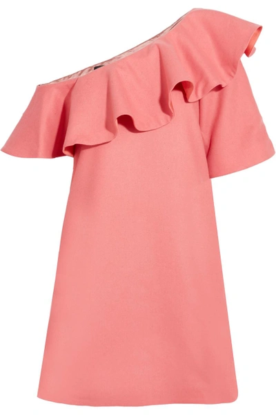 Paper London Chi Chi Ruffled One-shoulder Wool-blend Felt Mini Dress