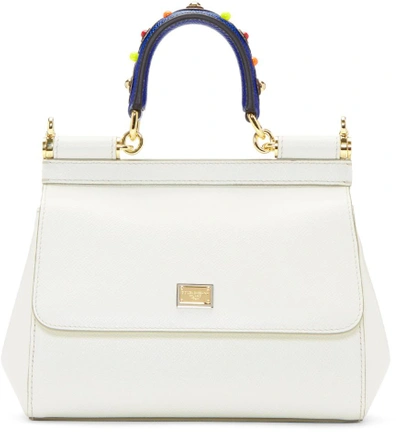 Dolce & Gabbana Sicily Small Pebble-leather Cross-body Bag In White
