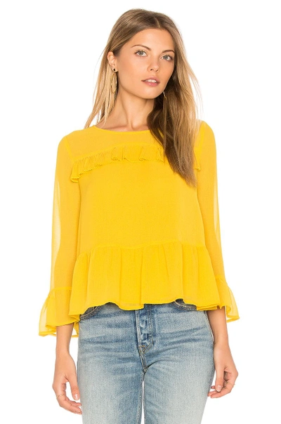 Cupcakes And Cashmere Katlyn Peplum Blouse In Saffron Yellow