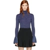 Carven Metallic Sweater With Pleats In Bleu Astral
