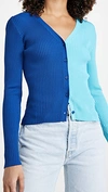 Staud Shoko Cargo Colorblock Cardigan In Twilightlight Blue