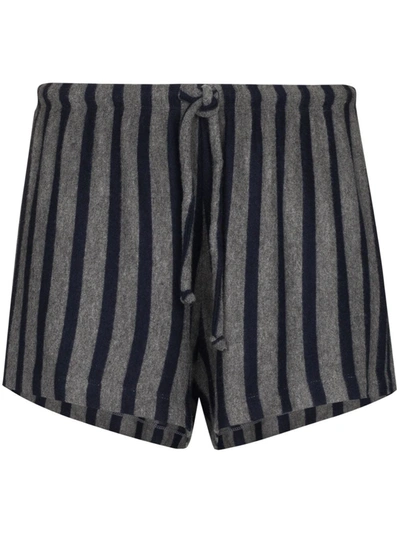 Leset Lori Stripe-pattern Drawstring Shorts In Grey