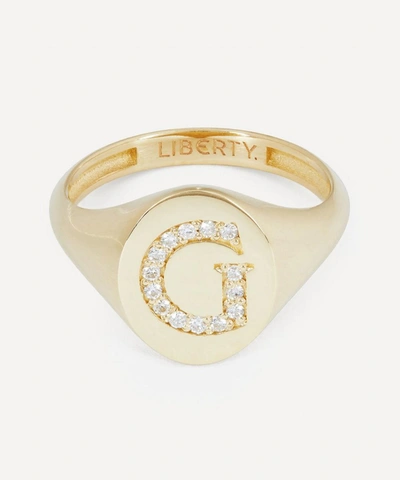 Liberty 9ct Gold And Diamond Initial  Signet Ring