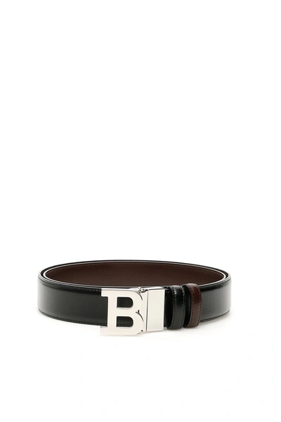 Bally Reversible B Buckle Belt In Black,brown