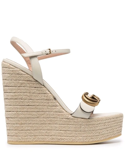 Gucci Aitana Logo Espadrille Sandals In White