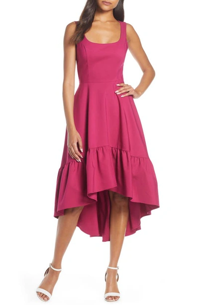 Mark + James By Badgley Mischka Mark & James Badgley Mischka High/low Ruffle Hem Dress In Magenta