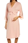Belabumbum Tallulah Maternity/nursing Robe In Coral Pink