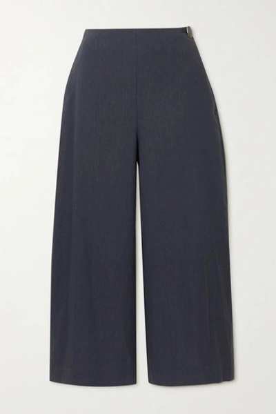 Vince Cropped Linen-blend Wide-leg Pants In Coastal