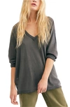 Free People We The Free On My Mind V-neck Shirt In Black