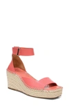 Franco Sarto Camera Espadrille Wedge Sandal In Coral Faux Leather