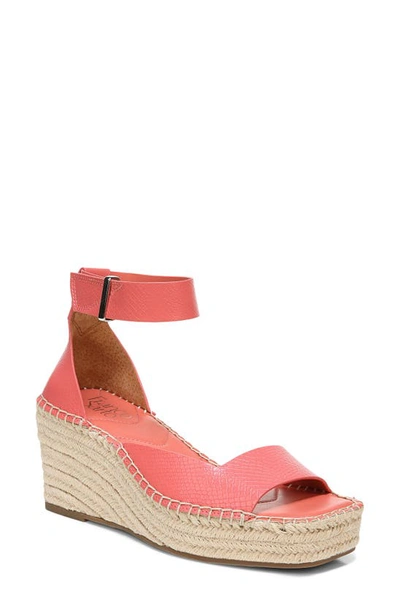 Franco Sarto Camera Espadrille Wedge Sandal In Coral Faux Leather
