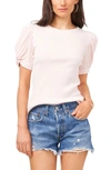 1.state Puff Sleeve Rib Knit T-shirt In Pink Cloud