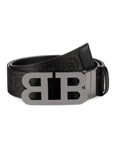 Bally Baly Iconic Buckle Mirror Stripe Belt In Black
