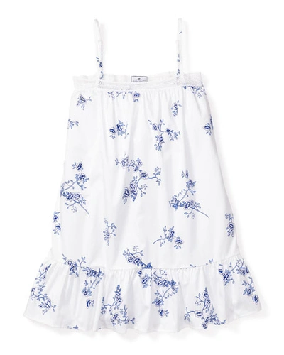 Petite Plume Girls' Sweethearts Lily Nightgown - Baby, Little Kid, Big Kid In White/blue