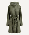 Rains Curve Tie Belt Jacket In Green