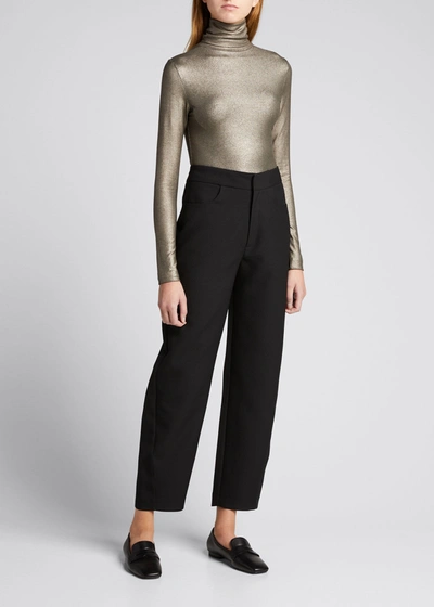 Majestic Turtleneck Top In Metal Black Olive