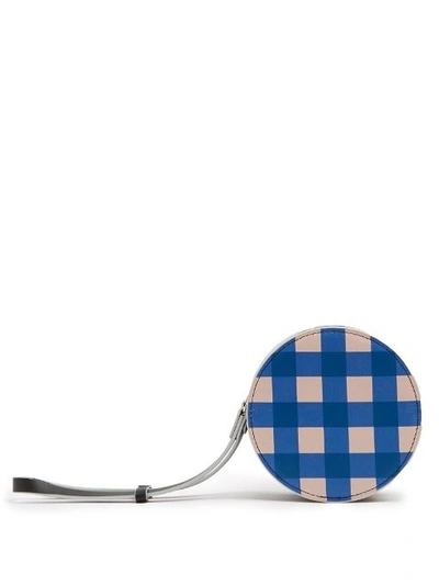 Diane Von Furstenberg Circle Cossier-print Leather Wristlet Purse In Blue Multi
