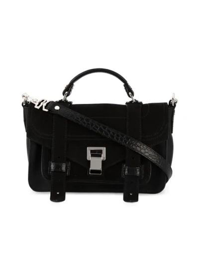 Proenza Schouler Ps1+ Tiny Leather And Suede Shoulder Bag In Black