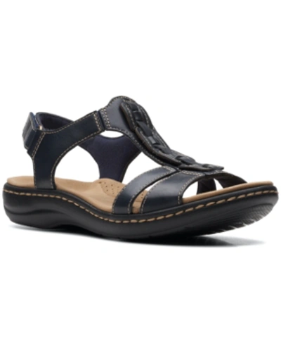 Clarks Laurieann Kay Womens Faux Leather A Flat Sandals In Black