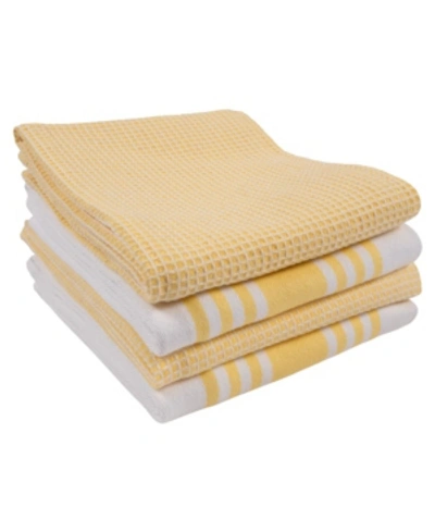 Kaf Home Madison Waffle Kitchen Towel, Set Of 4 In Yellow