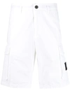 Stone Island Logo-patch Stretch-cotton Cargo Shorts In White