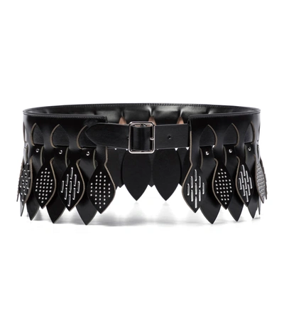 Alaïa Studded Laser-cut Leather Belt In Noir