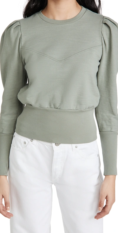 Ag Walker Stitched Puff-sleeve Cotton Sweatshirt In Natural Ave