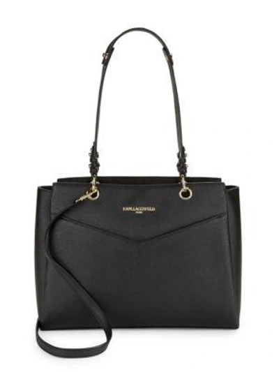 Karl Lagerfeld Textured Leather Tote In Black