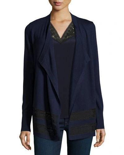 Kobi Halperin Hana Lace-trim Draped Merino Cardigan In Multi