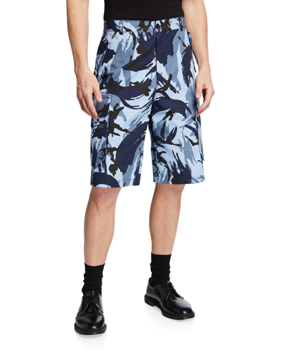 Kenzo Men's High-rise Camo Cargo Shorts In Blue