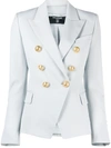Balmain Button Detail Double-breasted Blazer In Grey