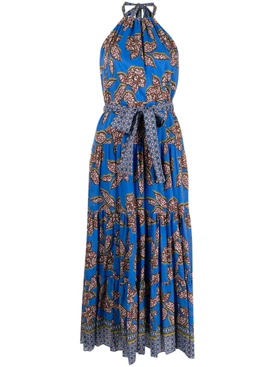 Alexis Joyette Printed Halter Coverup Dress In Blue